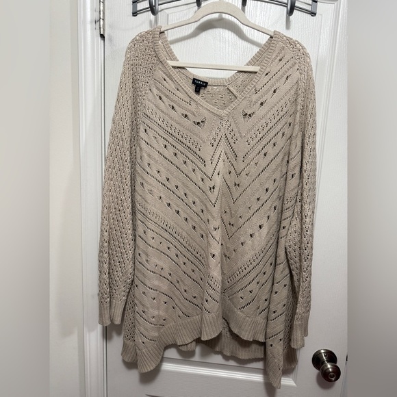 Torrid Sweater Women’s Plus Size 3X Oatmeal Open Knit Pullover Cottagecore NWT - Picture 15 of 16